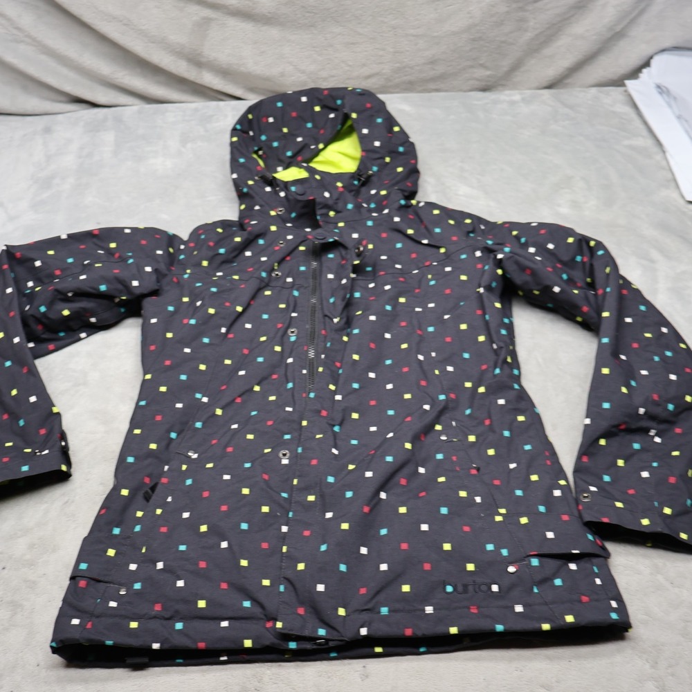 Burton Jacket Womens Small Black Geometric Insulated Pit Zip Waterproof Ski Snow